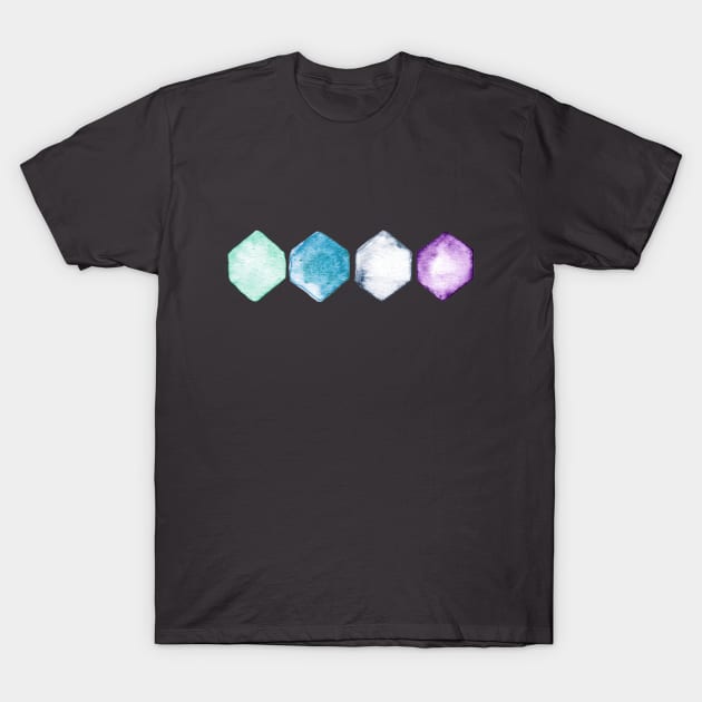 Watercolour Hexagons T-Shirt by tangerinetane